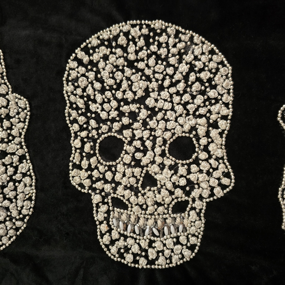 Sugar Skull Beaded Velvet Table Runner